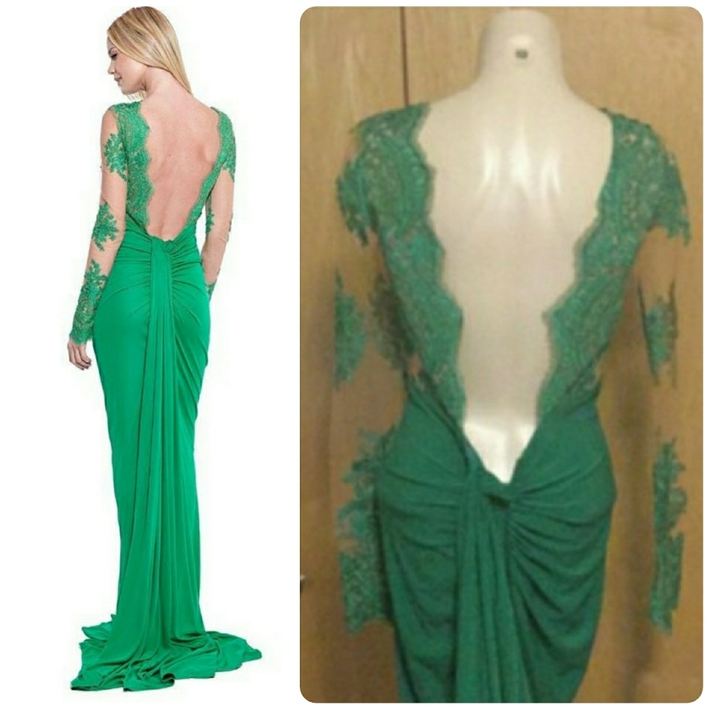 NICOLE BAKTI DARCY LONG SLEEVE OPEN BACK RUCHED GO - Picture 3 of 6